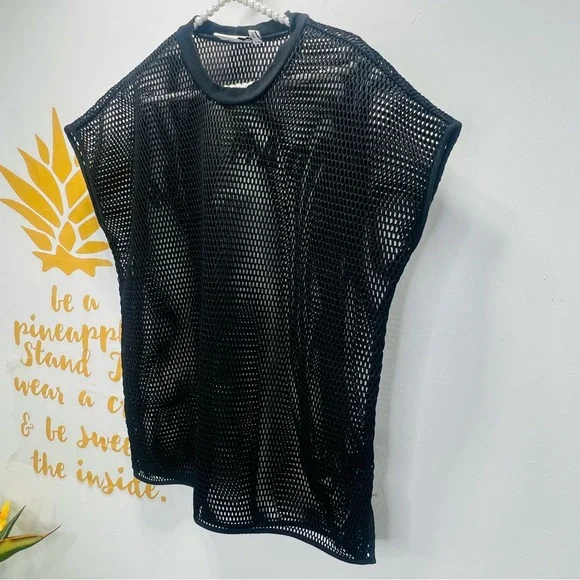 GOOD AMERICA Warrior Mesh Cover Up Workout Top Oversized Short Sleeve Medium - Picture 5 of 12
